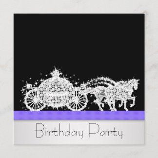 Invitación Horse Carriage Lavender Princess Birthday Party