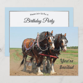 Invitación Horse Clydesdale Farming Photo Birday
