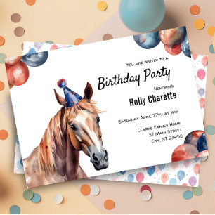 Invitación Horse Equestrian Farm Animal Birday Party