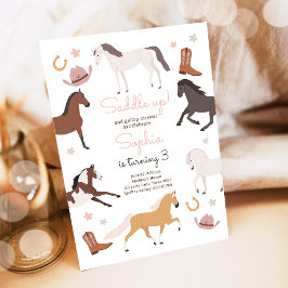 Invitación Horse Pony Saddle Up Cowgirl Chica Birday