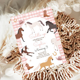 Invitación Horse Pony Saddle Up Cowgirl Chica Birday