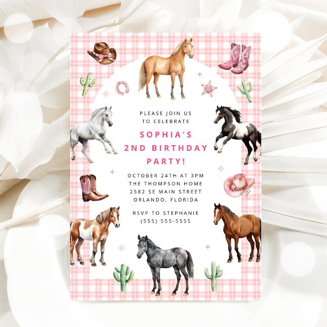 Invitación Horse Pony Saddle Up Cowgirl Girl Birthday  (Subido por el creador)