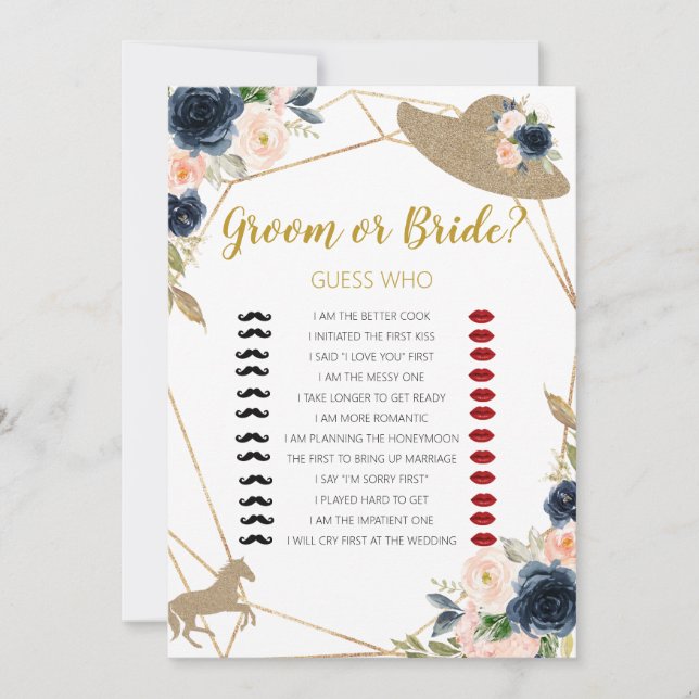 Invitación Horse Race Groom or Bride Bridal Shower Game  (Anverso)