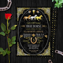 Horse Racing Derby Day Party Art Deco Black Gold