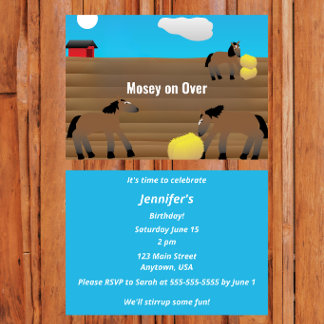 Invitación Horse Theme Party | “Mosey On Over”