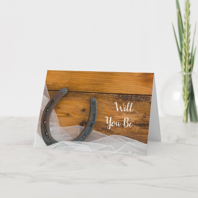 Invitación Horseshoe and Veil Will You Be My Bridesmaid (Anverso)