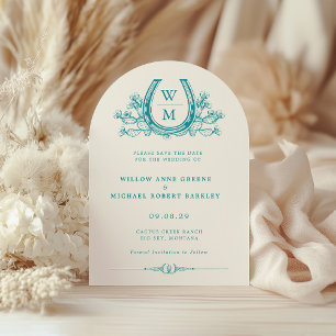 Invitación Horseshoe Cactus Foto occidental Save the Date