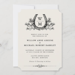 Invitación Horseshoe Cactus País Occidental Boho Boda