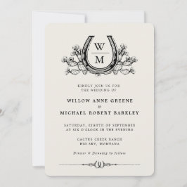 Invitación Horseshoe Cactus País Occidental Boho Boda