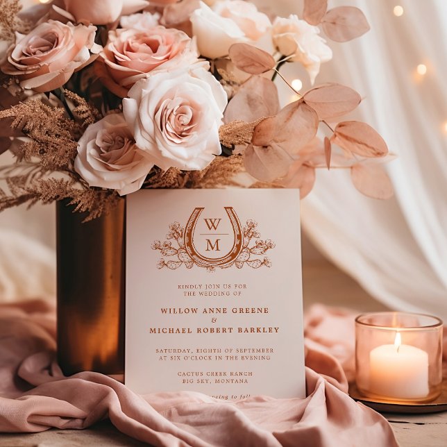 Invitación Horseshoe Cactus País Occidental Boho Boda (Subido por el creador)