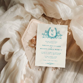 Invitación Horseshoe Cactus País Occidental Boho Boda Inv