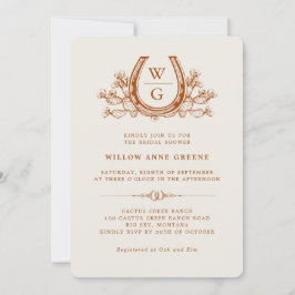 Invitación Horseshoe Cactus Western Boho Bridal Shower