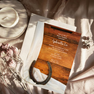 Invitación Horseshoe White Satin Country Barn Bridal Shower
