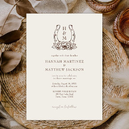 Invitación Horseshoe y floral País occidental Boho Boda