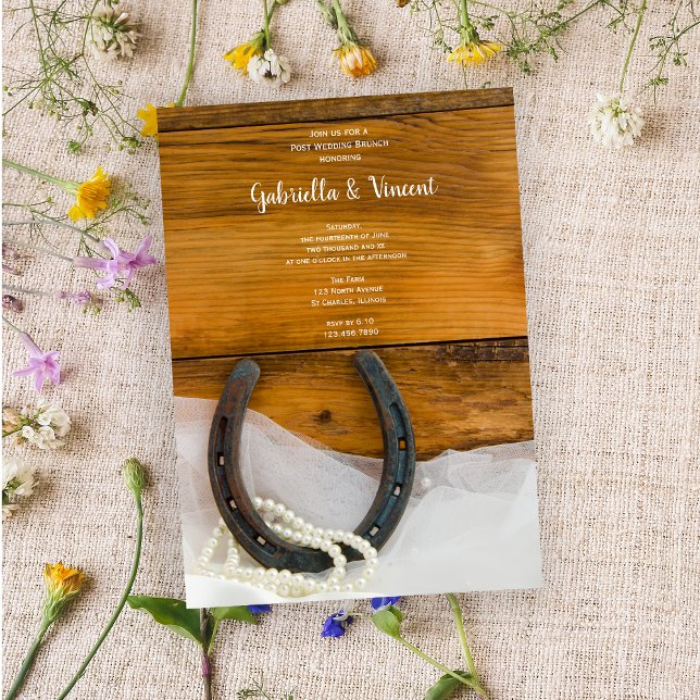 Invitación Horseshoe y Pearls Country Post Boda Brunch (Subido por el creador)