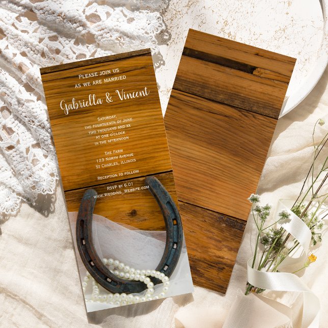 Invitación Horseshoe y Pearls Western Ranch Boda (Subido por el creador)