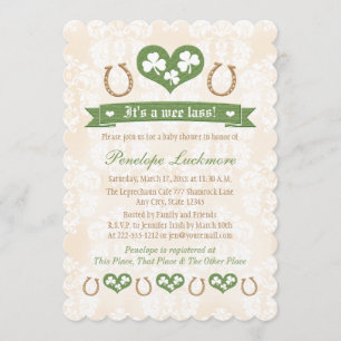 Invitación Horseshoe y Shamrock Baby Shower