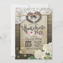 Invitación Horseshoes Heart Lace Hydrangea Bachelorette Party