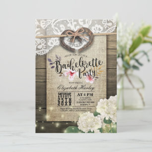 Invitación Horseshoes Heart Lace Hydrangea Bachelorette Party