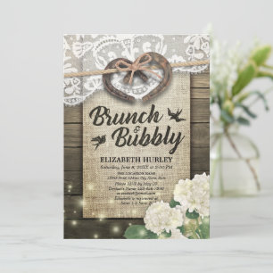 Invitación Horseshoes Hydrangea Brunch & Bubbly Bridal Shower