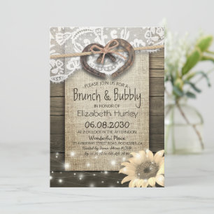 Invitación Horseshoes Sunflower Brunch & Bubbly Bridal Shower