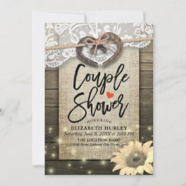 Invitación Horseshoes Sunflowers Couple Shower Wedding Ducha