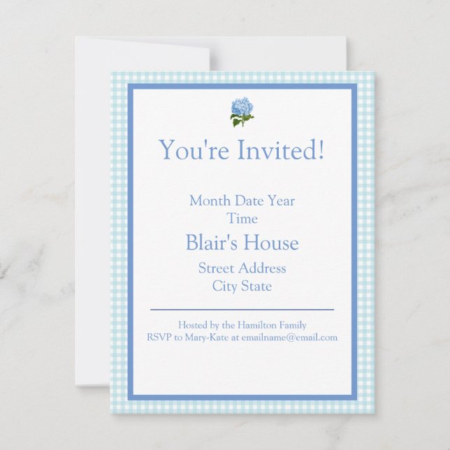 Invitación Hortensia azul (Anverso)