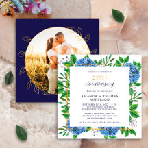Hortensia Azul Dorada Aniversario de Bodas 25 Foto
