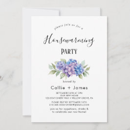 Invitación Hortensia Azul Elegante | Calefacción de Casa Blan