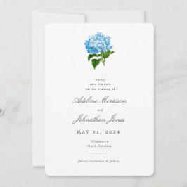 Invitación Hortensia Azul Grandmillennial Tradicional