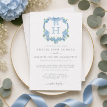 Hortensia Azul Monograma Cresta Floral Boda