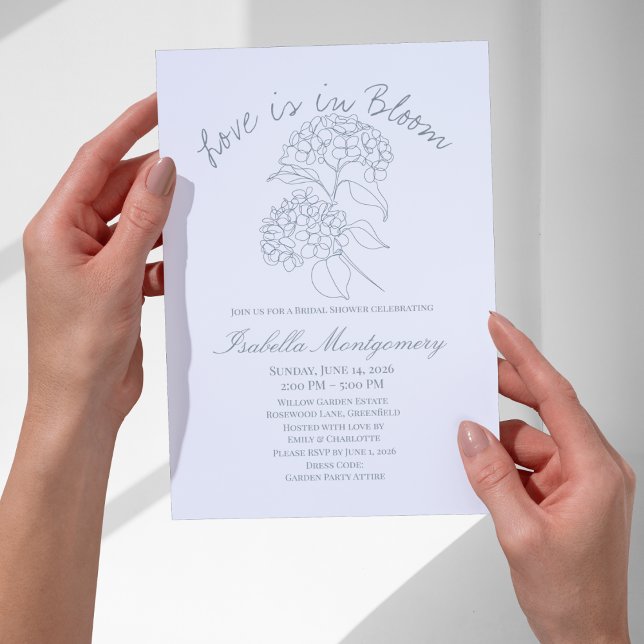 Invitación Hortensia de Arte de Línea de Primavera (Spring Line Art Hydrangea Invitations
)