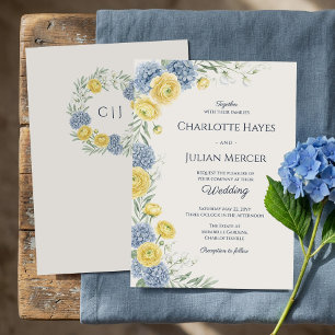 Invitación Hortensia de jardín campestre francés para boda co