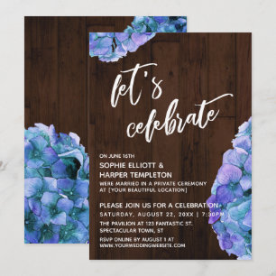 Invitación Hortensia de Madera Rústica Recepción de Celebraci
