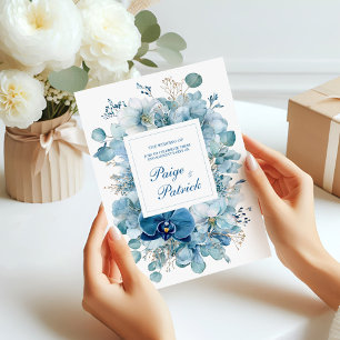 Invitación Hortensia de Orquídea Azul Polvorienta Elegante Do