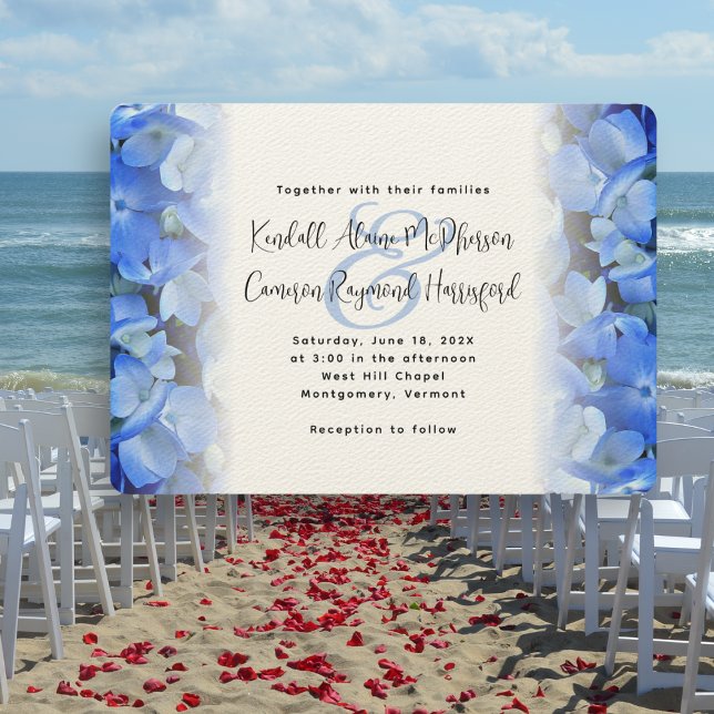 Invitación Hortensia Elegante Boda Floral Azul (Subido por el creador)