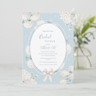 Invitación Hortensia Floral Azul Elegante Ducha de Novia
