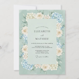 Invitación Hortensia gris de Alga marina Weddi