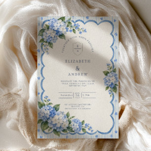 Invitación Hortensia Listada Boda con Cenefa