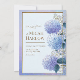 Invitación Hortensia Polvo de Estrellas Vinca Marco Dorado Bo