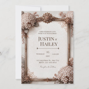 Invitación Hortensia Sepia Bronce Boda
