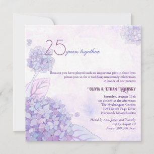 Invitación Hortensias 25º Aniversario de Bodas de Plata