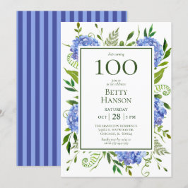 Invitación Hortensias Azules Cumpleaños 100