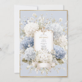 Invitación Hortensias Azules Elegantes Boda Vintage