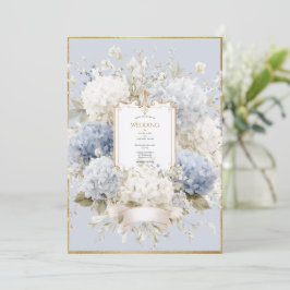 Invitación Hortensias Azules Elegantes Boda Vintage