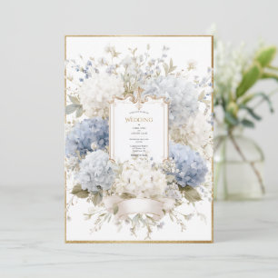 Invitación Hortensias Azules Elegantes Bodas Vintage Económic