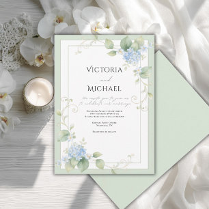 Invitación Hortensias Azules Floral Boda Elegante