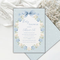 Hortensias Azules y Blancas Cinta Baby Shower Vint