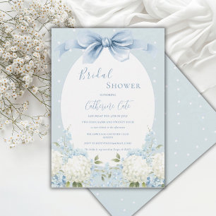 Invitación Hortensias Azules y Blancas Cinta Regadera Nupcial