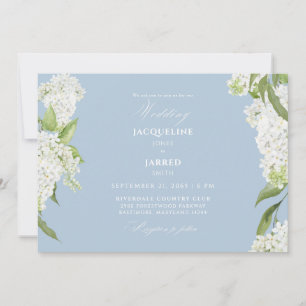 Invitación Hortensias Blancas Azul Celeste Boda II